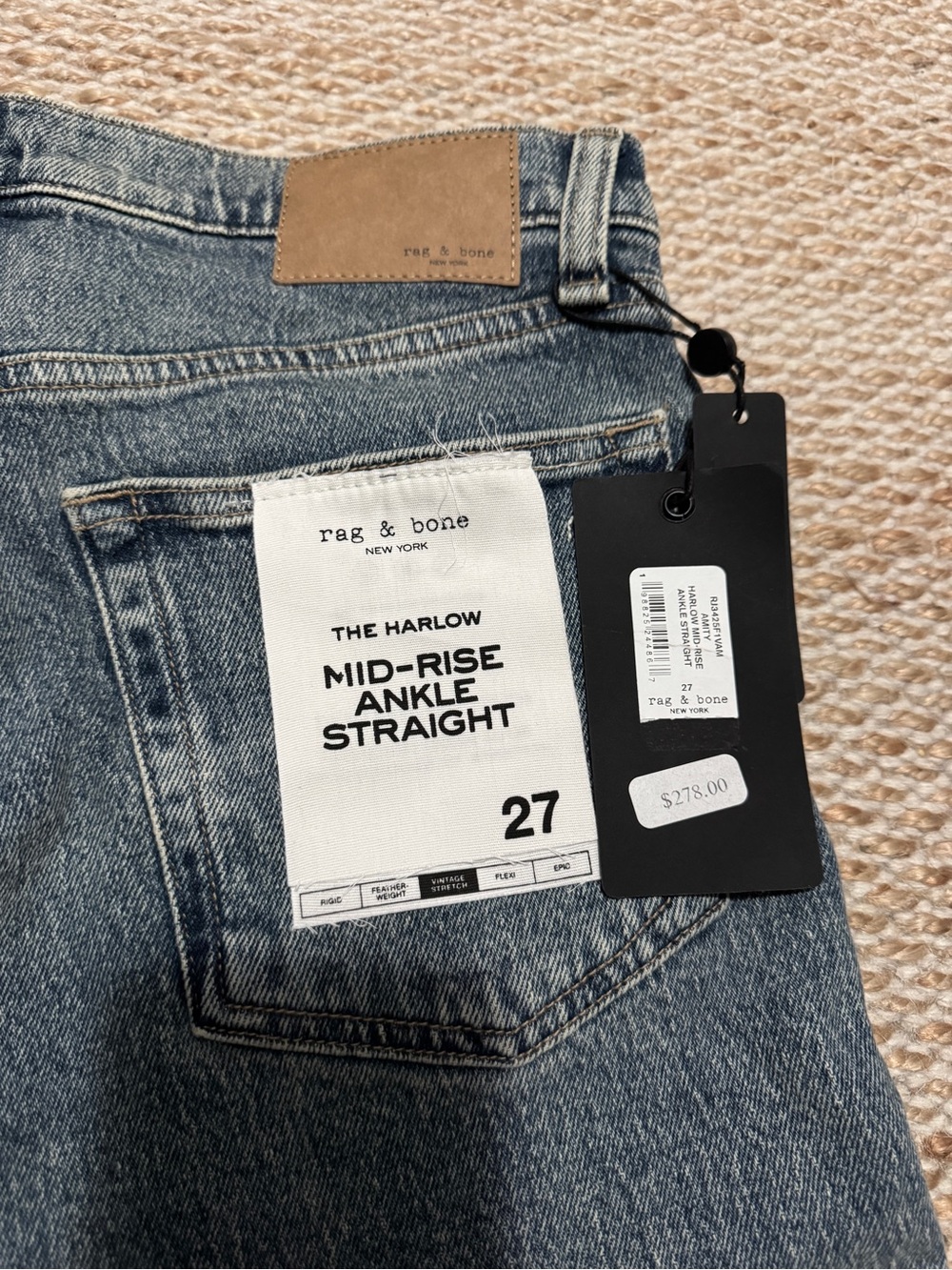 rag & bone Straight Leg Jeans in Light Blue Wash - Picture 4 of 5